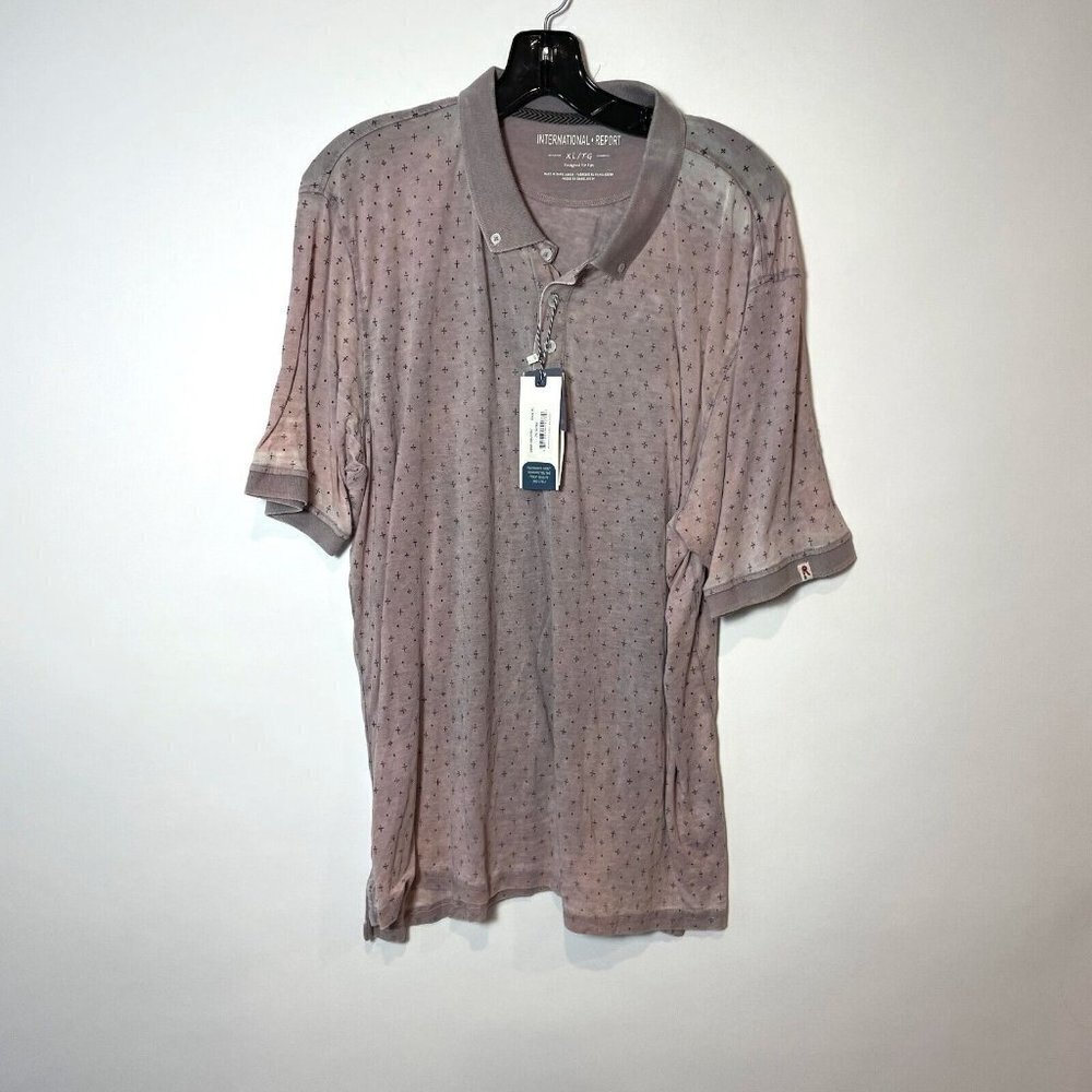 International Report Short Sleeve Polo Shirt‎ Mens XL Grey Button Down Cross NEW